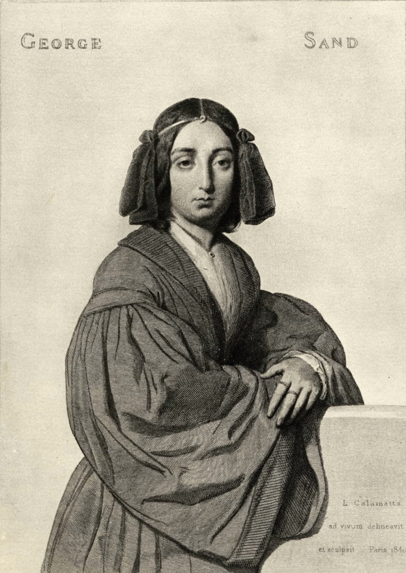 George Sand Pen Name Of Amadine Aurore Lucie Dupin 1804-1876 French Author Engraved By L Calamatta Canvas Art - Ken Welsh Design Pics (12 x 18)
