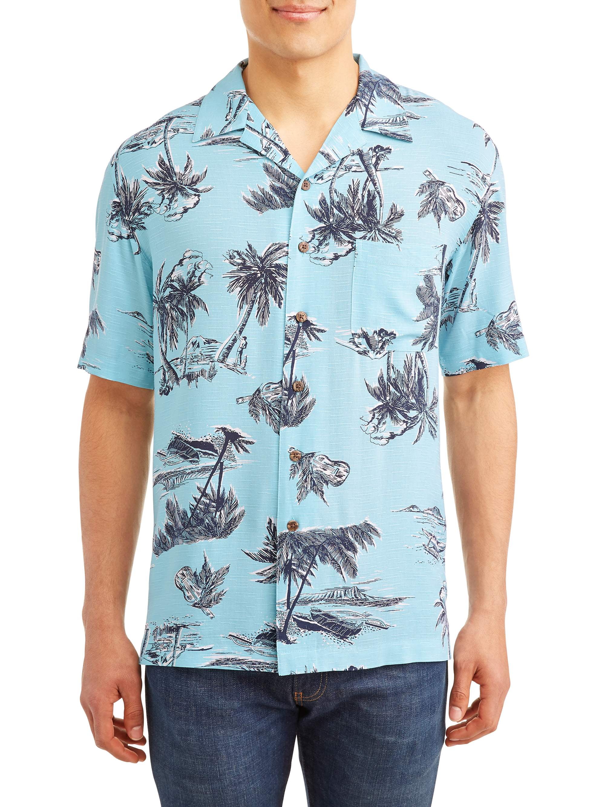 George Short Sleeve Printed Rayon Woven Shirt up to 5xl - Walmart.com