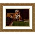 thumbnail image 1 of George Sloane 14x11 Gold Ornate Wood Frame and Double Matted Museum Art Print Titled - Gentleman Reading (1906), 1 of 4