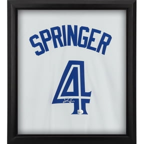 George Springer Toronto Blue Jays Framed Autographed White Replica Jersey Shadowbox - Fanatics Authentic Certified