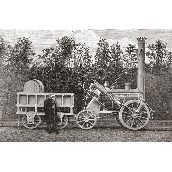 George Stephensons Steam Engine The Rocket - 1829 From The Book Short History of The English People by J.R. Green Published London 1893 Poster Print - 18 x 11