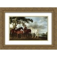 thumbnail image 1 of George Stubbs 2x Matted 24x18 Gold Ornate Framed Art Print 'Mares and Foals in a River Landscape', 1 of 2