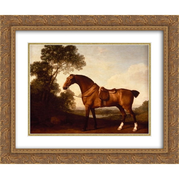 George Stubbs 2x Matted 24x20 Gold Ornate Framed Art Print 'A Saddled Bay Hunter'