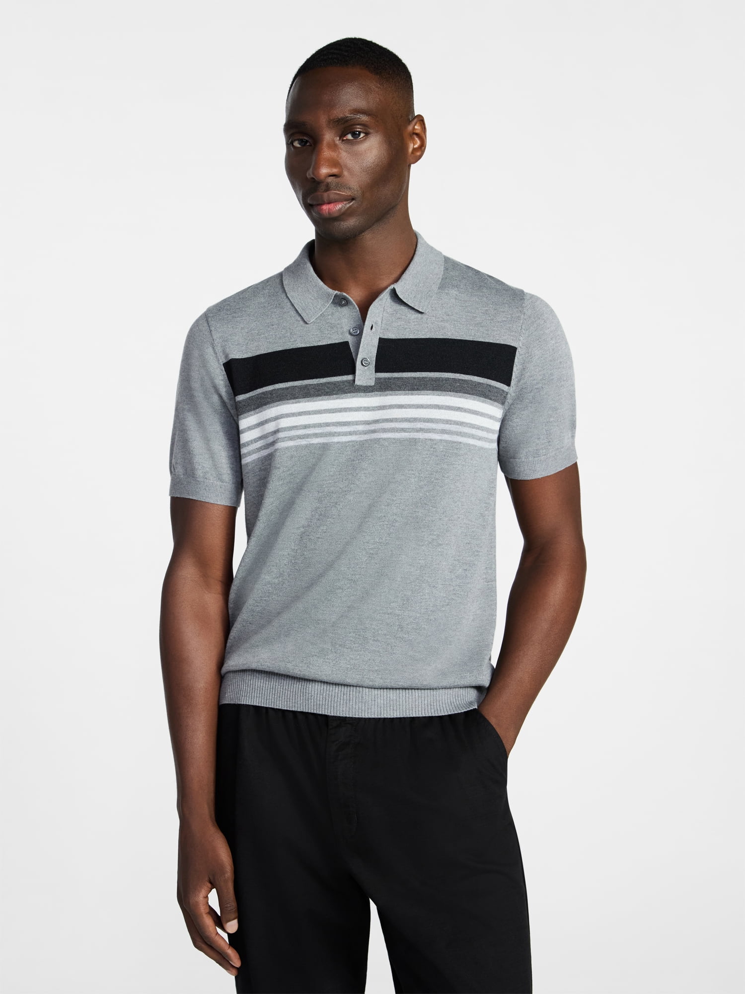 George Men's Sweater Polo Shirt with Short Sleeves, Sizes S-3XL