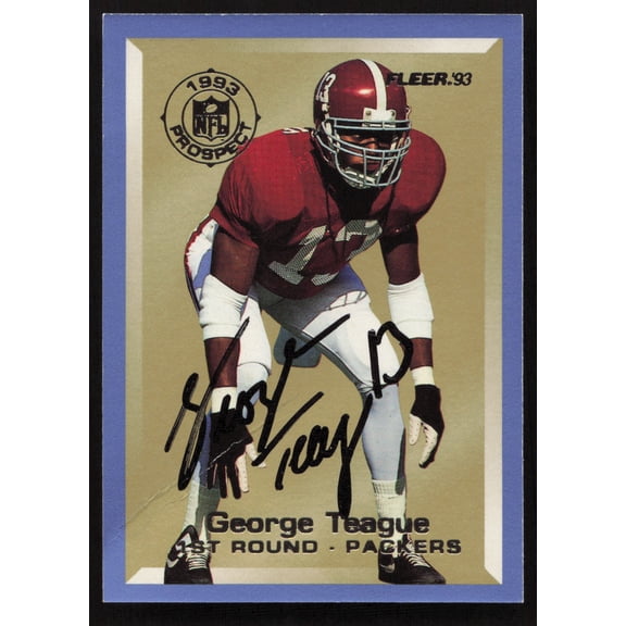 George Teague Autographed 1993 Fleer Prospect Rookie Card #18 Green Bay Packers SKU #260787