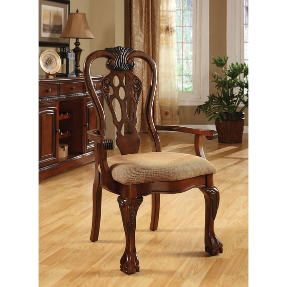 George Town Traditional George Town Arm Chair, Set of 2, Cherry Finish - Saltoro Sherpi