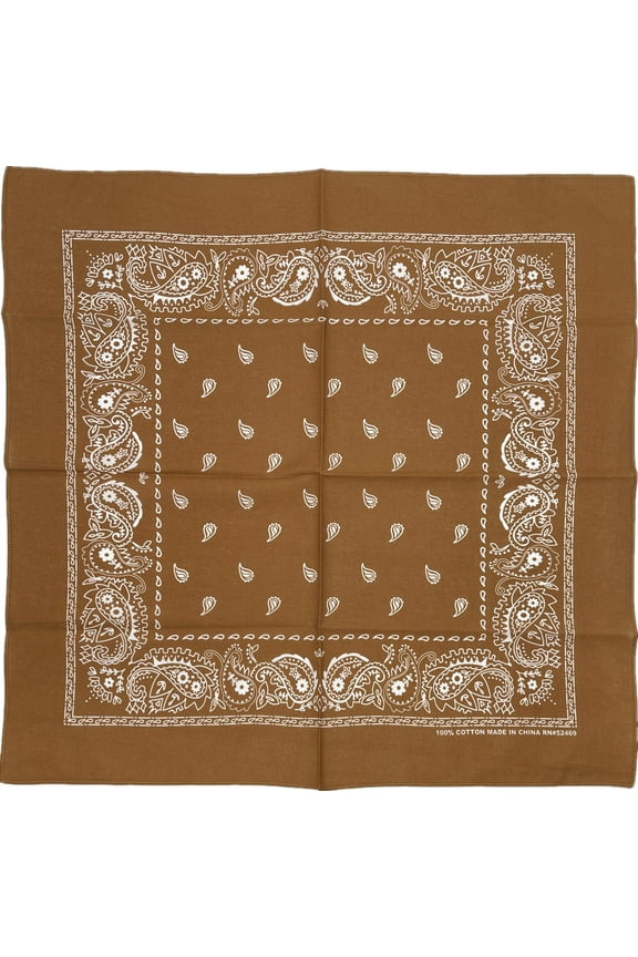 Traditional 100% Cotton Bandana Paisley Brown