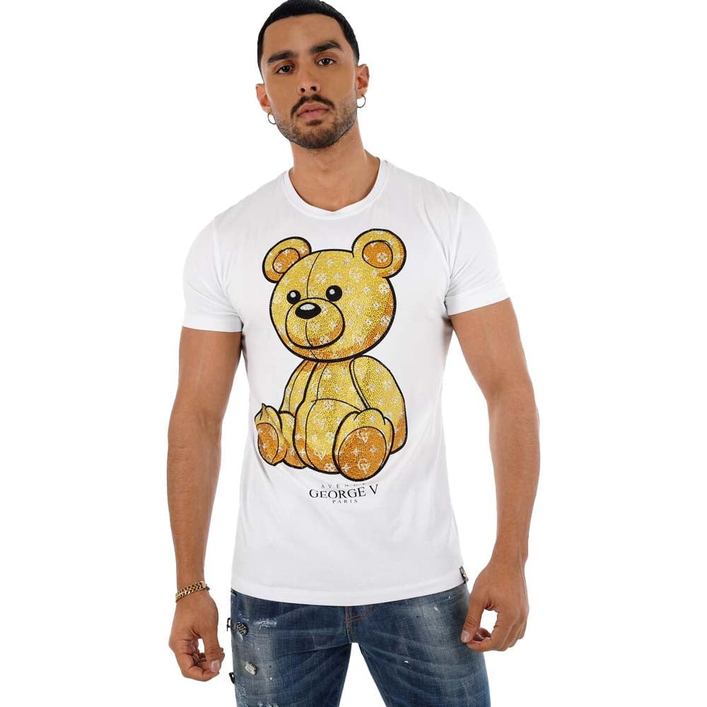 George V Men Crystal Teddy Top T-Shirt (White Yellow) - Walmart.com