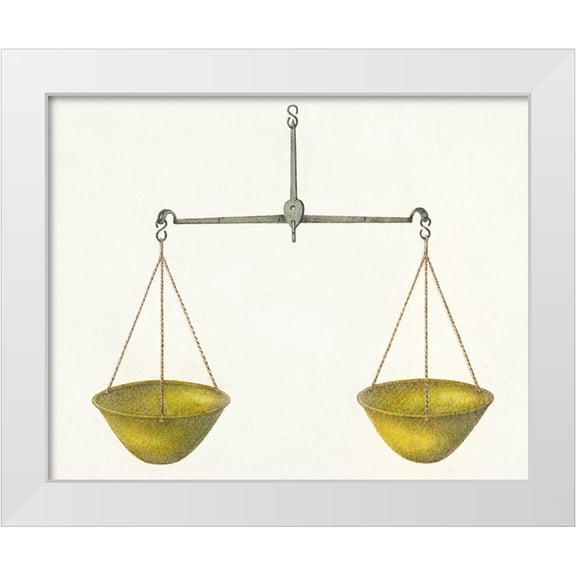 George V. Vezolles 14x12 White Modern Wood Framed Museum Art Print Titled - Shaker Scales 1935