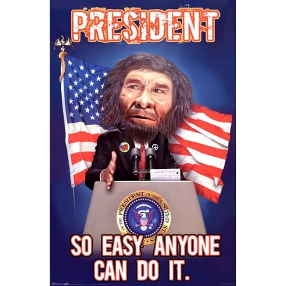 George W. Bush - Caveman President - B Creative Laminated Poster Print (24 x 36)
