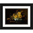 thumbnail image 1 of George W. Seavey 24x18 Black Ornate Framed Double Matted Museum Art Print Titled: Still Life of Yellow Roses in an Oriental Vase, 1 of 5