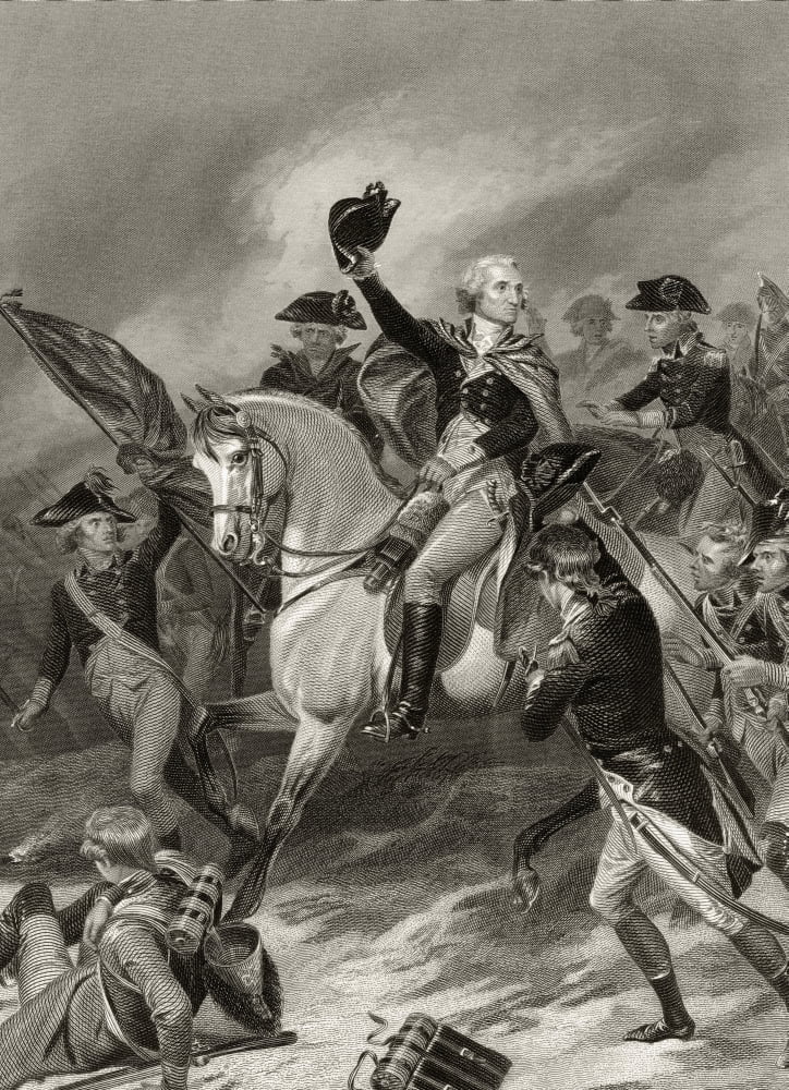 George Washington 1732 To 1799 At The Battle Of Princeton January 3 1777 After Alonzo Chappel From Life And Times Of Washington Volume 1 Published 1857 Canvas Art - Ken Welsh Design Pics (11 x 16)