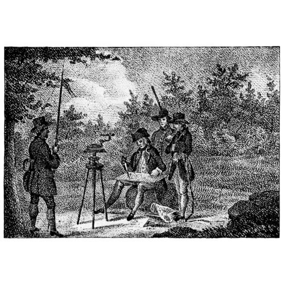 George Washington As A Young Surveyor. Early 19Th Century Engraving History (36 x 24)
