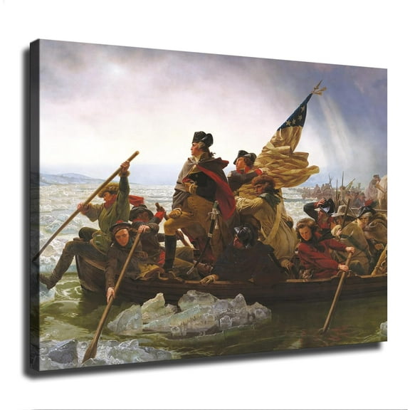 George Washington Crossing Delaware River Poster Canvas Painting Wall Art HD Picture Printing Artwork Modern Office Living Room Bedroom Background Wall Home Decor (16×20inch-Framed)