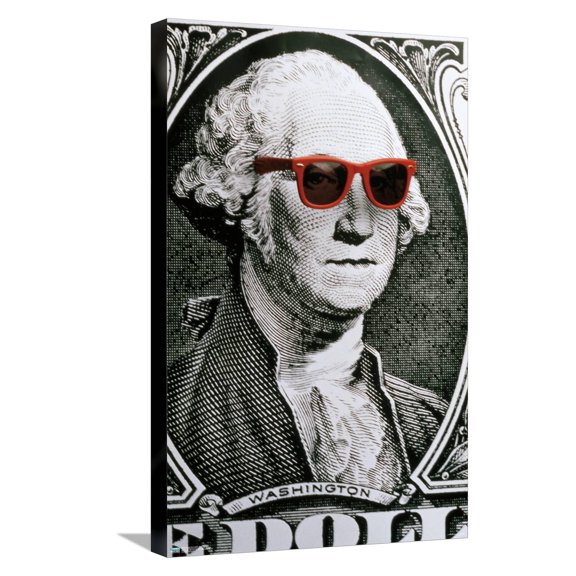 George Washington - Dollar Glasses Canvas Wall Poster, 14.725" x 22.375"