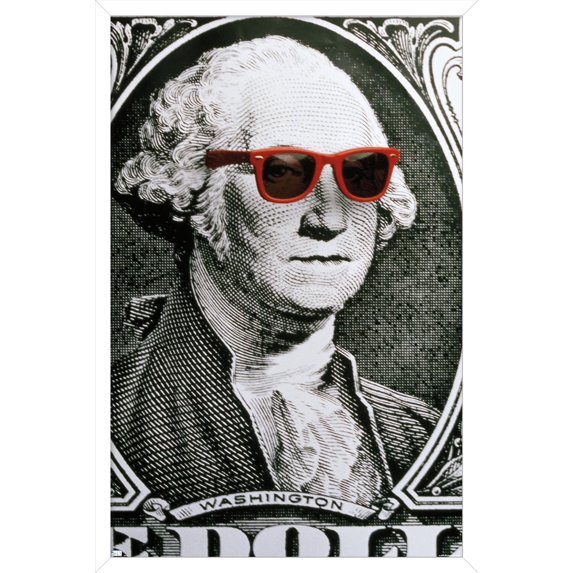 George Washington - Dollar Glasses Wall Poster, 22.375" x 34" Framed