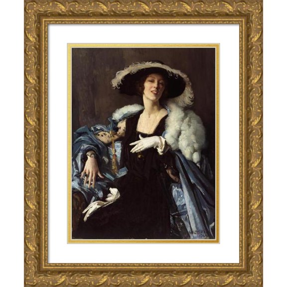 George Washington Lambert 14x18 Gold Ornate Wood Frame and Double Matted Museum Art Print Titled - The White Glove (1921)