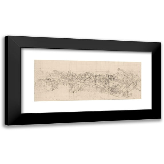 George Washington Lambert 24x12 Black Modern Framed Museum Art Print Titled - The Charge of the 4th Light Horse Brigade at Beersheba (1920)
