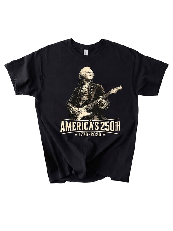 George Washington Playing Guitar 4th July 250th Anniversary T-Shirt, Patriotic Tee
