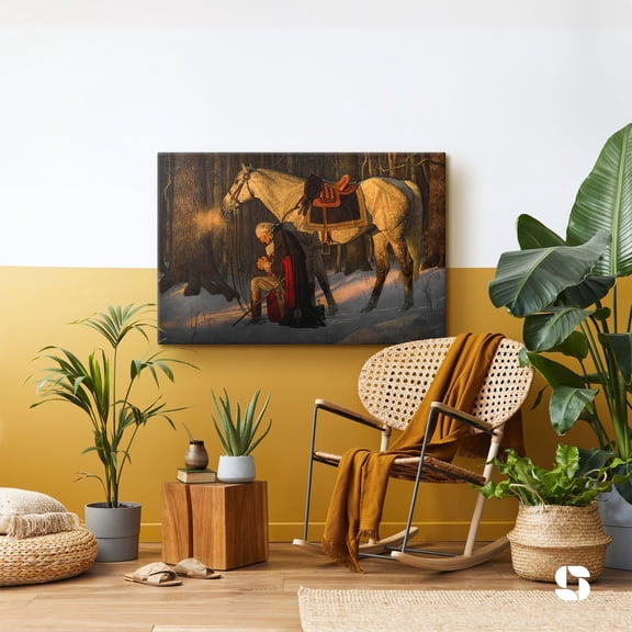 George Washington Praying UNFRAMED Poster Prayer at Valley Forge Print George Washington Canvas Epic Wall Art American President Reproduction