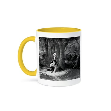 3dRose, George Washington Prays at Valley Forge Black and White, 11oz Two-Tone Yellow Mug