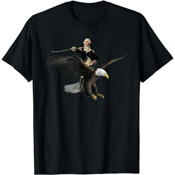 George Washington Riding A Bald Eagle - Patriotic T-shirt T-Shirt