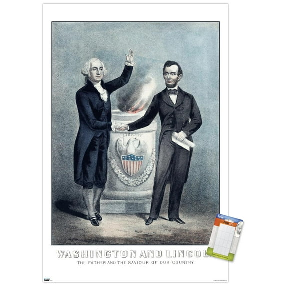 George Washington and Abraham Lincoln Shaking Hands Wall Poster, 22.375" x 34"