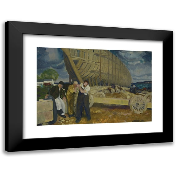 George Wesley Bellows 14x11 Black Modern Framed Museum Art Print Titled - Builders Of Ships (1916)