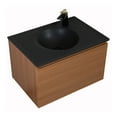 thumbnail image 1 of George William Cabinetry Contemporary Wall Hung Bathroom Vanity Set With Black Quartz Sand Integrated Single Sink, 1 of 6