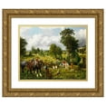 thumbnail image 1 of George William Mote 14x12 Gold Ornate Wood Frame and Double Matted Museum Art Print Titled - The Garden of England (1865), 1 of 4