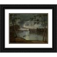 thumbnail image 1 of George Winter 18x15 Black Ornate Wood Framed Double Matted Museum Art Print Titled - Nocturnal Landscape, 1 of 5