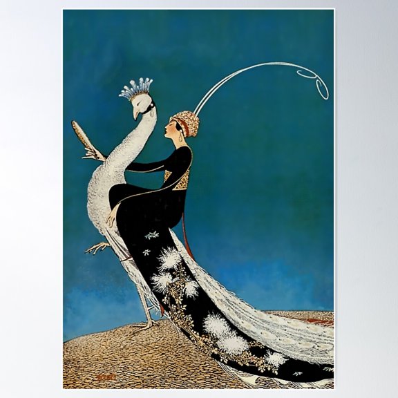 George Wolfe Plank “The Peacock Rider” Poster Wall Art, Modern Wall Decor For Living Room Bedroom, 24x36 UNFRAMED
