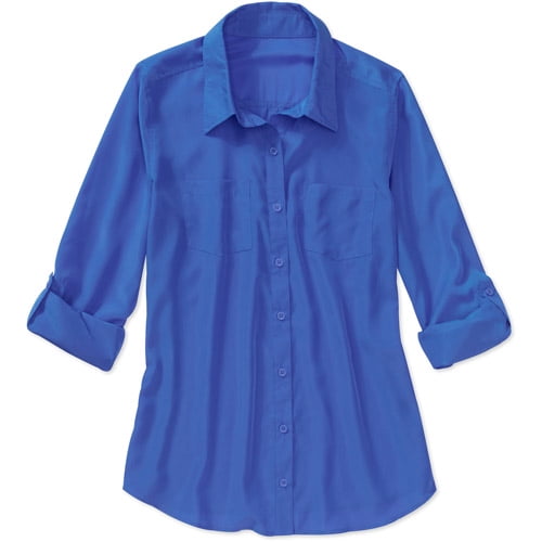 Women's Button Down Draped Blouse