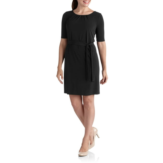 George Women's Elbow Sleeve Solid Wrap Dress - Walmart.com