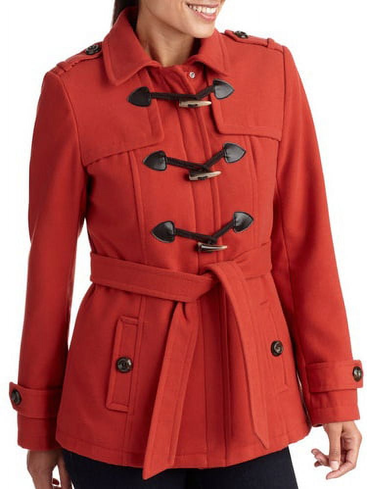 Red wool shop toggle coat