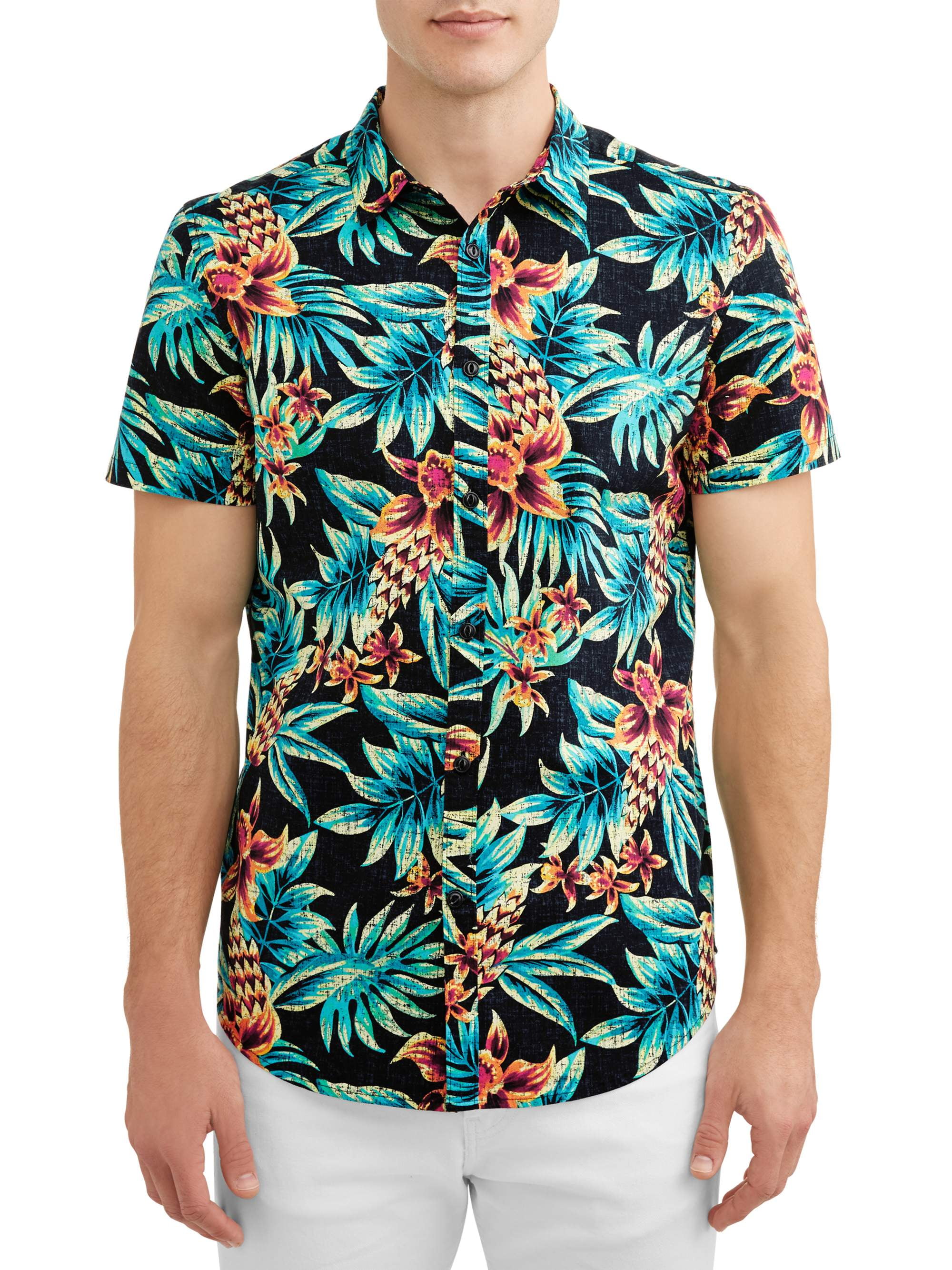 George Young Men's short sleeve Printed Shirt, up to size 3XL - Walmart.com