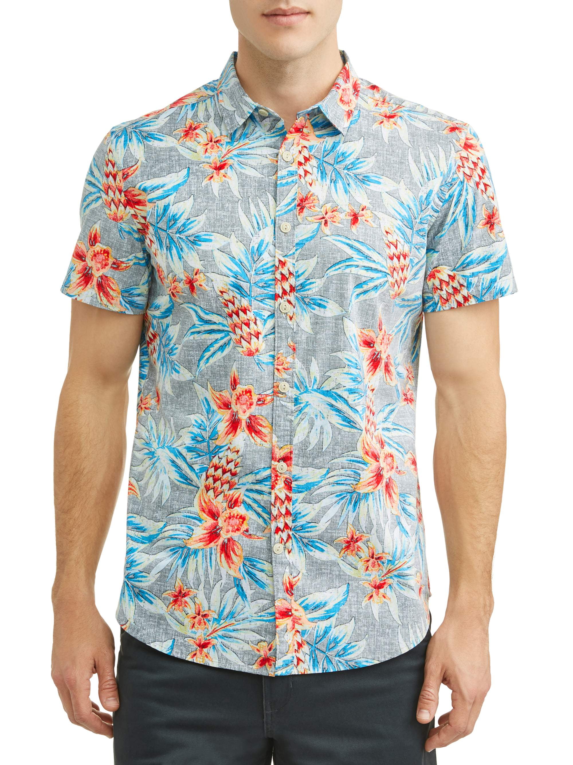 George Young Men's short sleeve Printed Shirt, up to size 3XL - Walmart.com