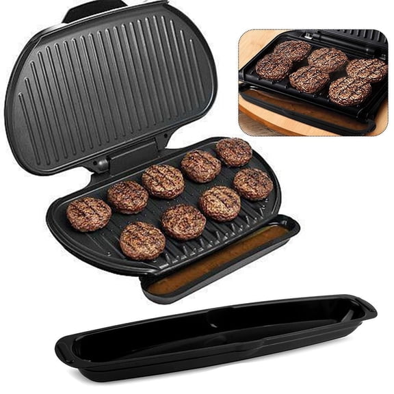 For George Foreman Grill Drip Pan, 14. 5-Inch High-Temperature Resistant Plastic Grease Tray, Large Capacity Easy-Clean Accessory For Outdoor Bbq, Black