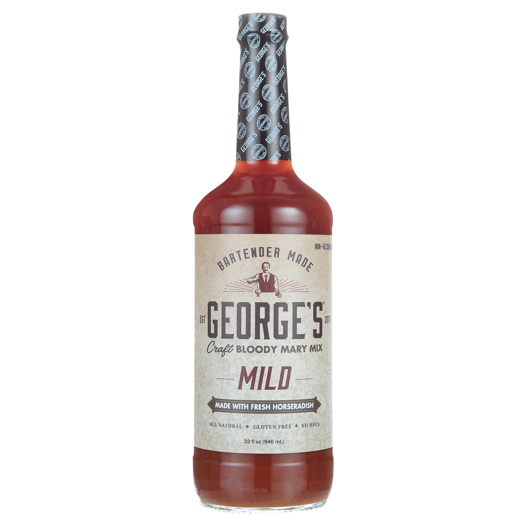 George's Mild Craft Bloody Mary Mix, All Natural, Gluten Free, Real Premium Ingredients, 32 fl oz