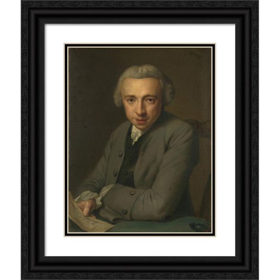 George van der Mijn 20x24 Black Ornate Framed Double Matted Museum Art Print Titled: Portrait of Louis Mineer's Phz., Goldsmith and Art Collector (1759)