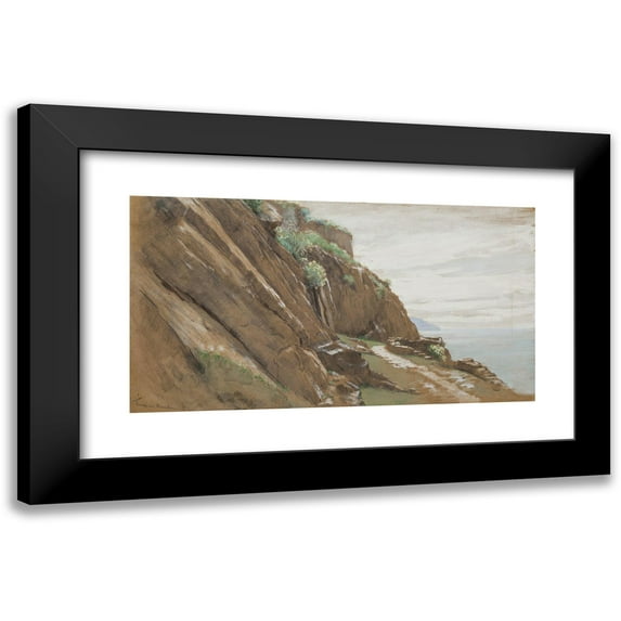 George von Hoesslin 14x9 Black Modern Framed Museum Art Print Titled - Berghang Bei Monterosso Al Mare (ca 1890)