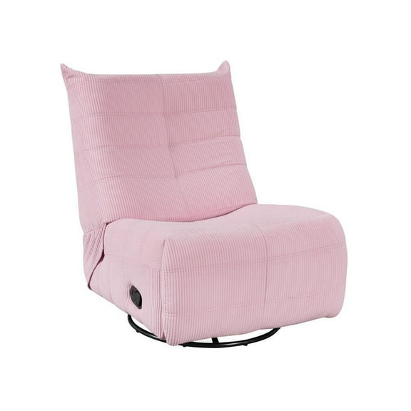 Georgena Pink Corduroy Fabric Swivel Glider Recliner