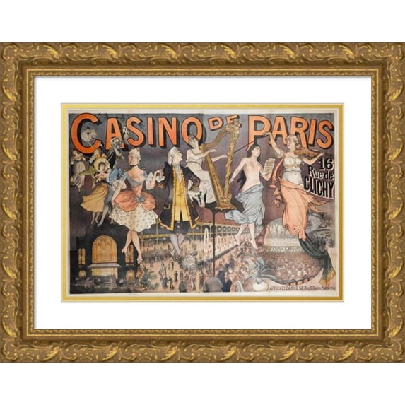 Georges Coutant 24x18 Gold Ornate Framed and Double Matted Museum Art Print Titled - Casino De Paris 16 Rue De Clichy (1890)