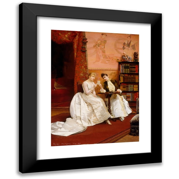 Georges Croegaert 11x14 Black Modern Framed Museum Art Print Titled - Confidences (1889)