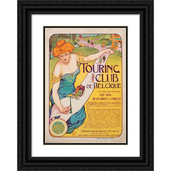 Georges Gaudy 18x24 Black Ornate Framed Double Matted Museum Art Print Titled: Belgian Touring Club (1901)