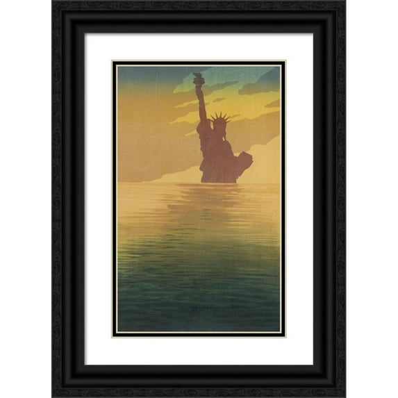 Georges Goursat (Sem) 13x18 Black Ornate Wood Framed Double Matted Museum Art Print Titled - For the Freedom of the World (1917)