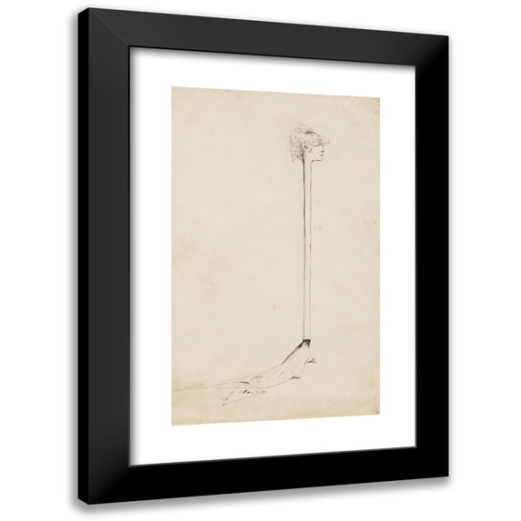 Georges Jules Victor Clairin 10x14 Black Modern Framed Museum Art Print Titled - A Caricature of Sarah Bernhardt As a Stick with a Little Sponge Above Her Head