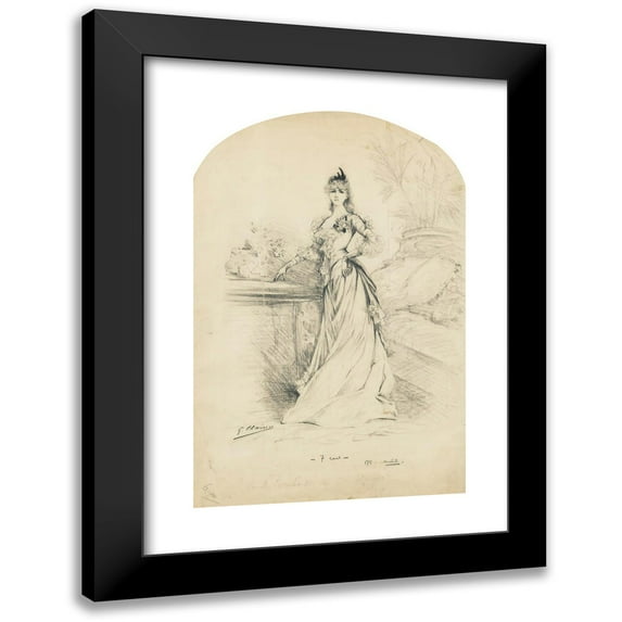 Georges Jules Victor Clairin 11x14 Black Modern Framed Museum Art Print Titled - Sarah Bernhardt in L'Etrangere (1879)