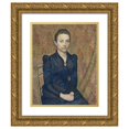thumbnail image 1 of Georges Lemmen 12x14 Gold Ornate Wood Frame and Double Matted Museum Art Print Titled - Portrait of the Artist's Sister (1891), 1 of 4