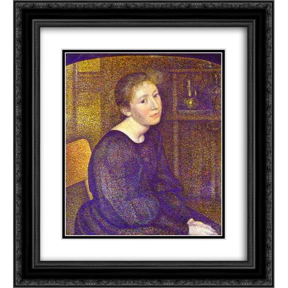 Georges Lemmen 2x Matted 20x24 Black Ornate Framed Art Print 'Portrait of Mme Lemmen'